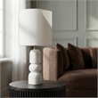 Meridian Furniture Paros White Genuine Marble Base And Cotton Shade Table Lamp