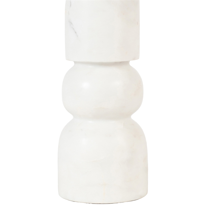 Meridian Furniture Paros White Genuine Marble Base And Cotton Shade Table Lamp