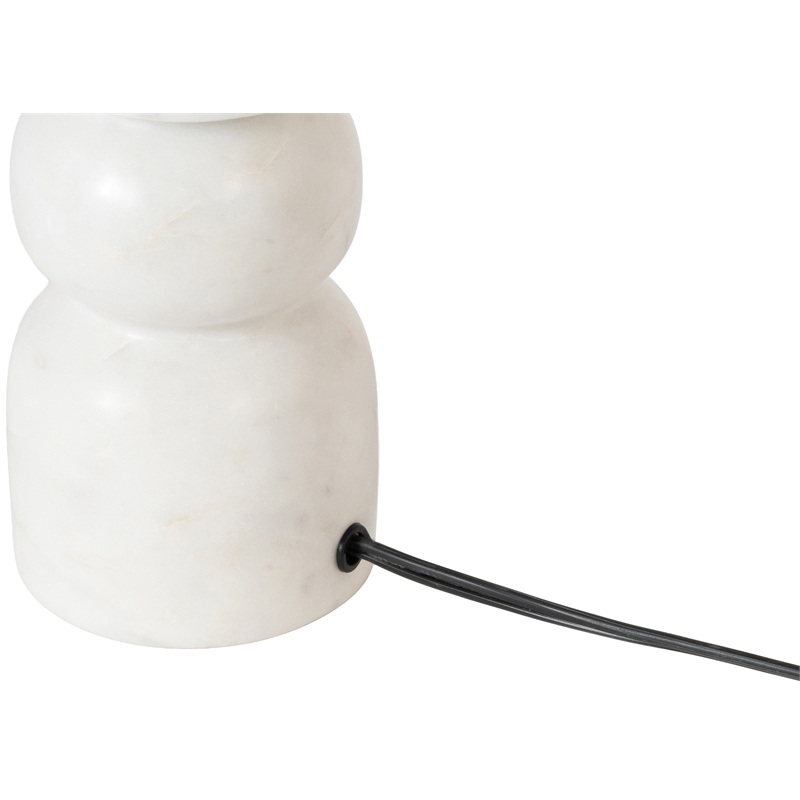 Meridian Furniture Paros White Genuine Marble Base And Cotton Shade Table Lamp