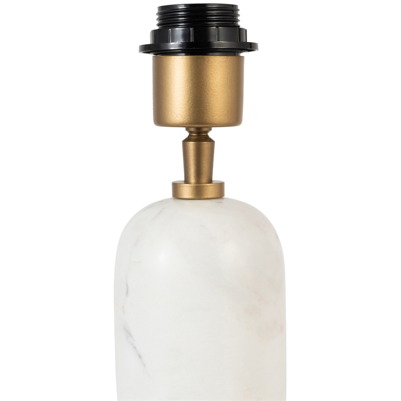 Meridian Furniture Paros White Genuine Marble Base And Cotton Shade Table Lamp