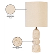 Meridian Furniture Paros Travertine Marble Base And Cotton Shade Table Lamp