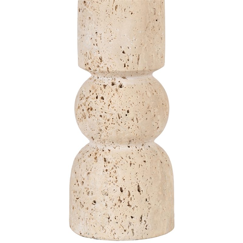 Meridian Furniture Paros Travertine Marble Base And Cotton Shade Table Lamp