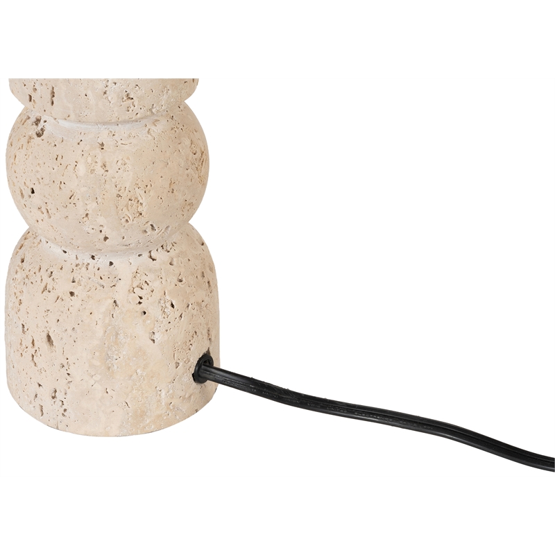 Meridian Furniture Paros Travertine Marble Base And Cotton Shade Table Lamp