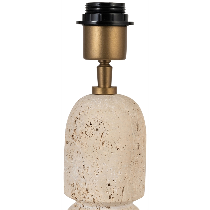 Meridian Furniture Paros Travertine Marble Base And Cotton Shade Table Lamp