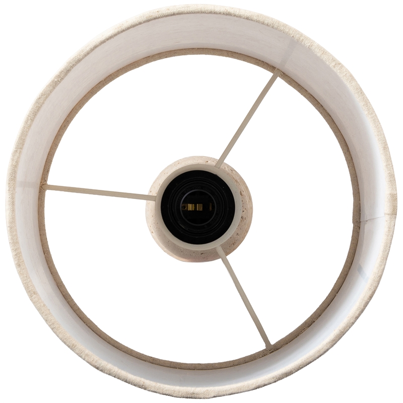 Meridian Furniture Paros Travertine Marble Base And Cotton Shade Table Lamp