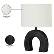 Meridian Furniture Lithos Black Genuine Marble Base And Cotton Shade Table Lamp