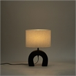 Meridian Furniture Lithos Black Genuine Marble Base And Cotton Shade Table Lamp