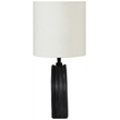 Meridian Furniture Lithos Black Genuine Marble Base And Cotton Shade Table Lamp