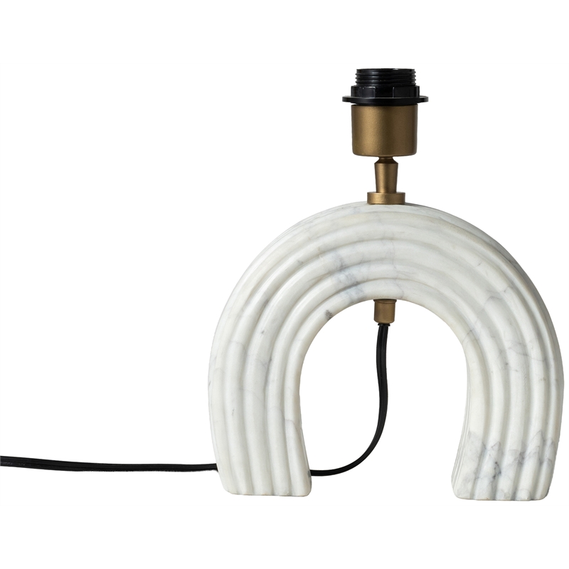 Meridian Furniture Lithos White Genuine Marble Base And Cotton Shade Table Lamp