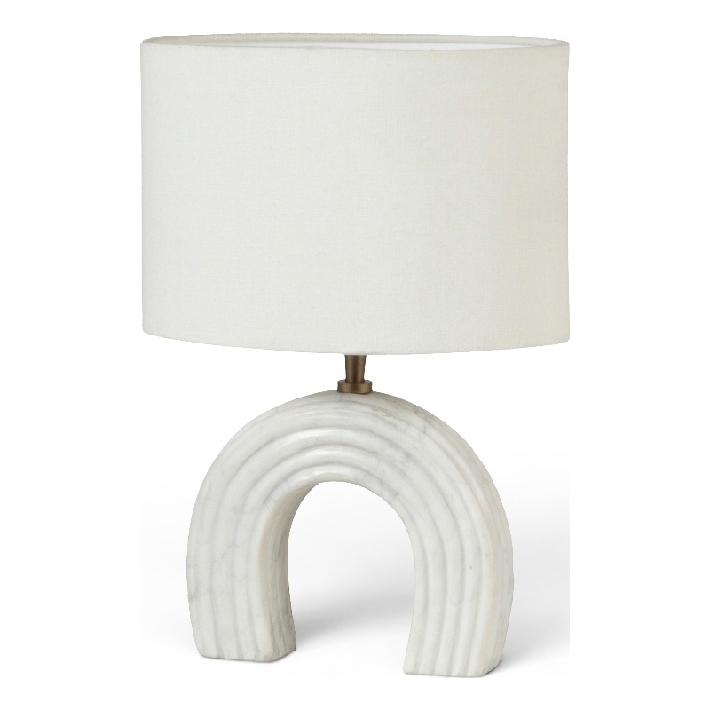 Meridian Furniture Lithos White Genuine Marble Base And Cotton Shade Table Lamp