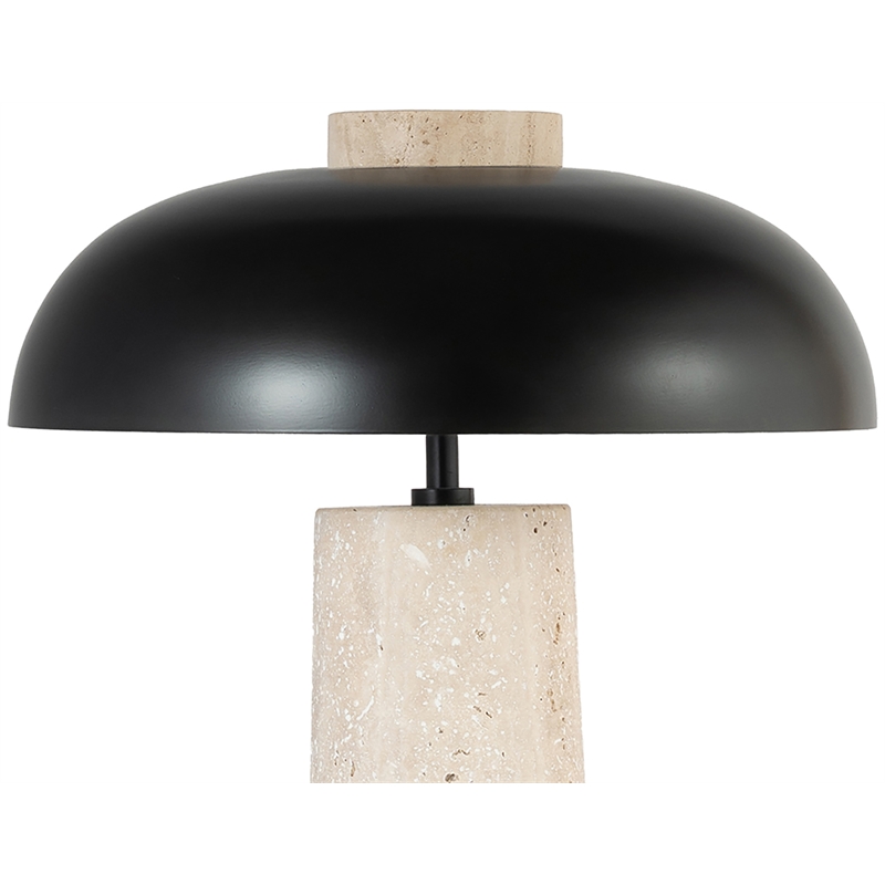 Meridian Furniture Arcadia Travertine Base And Iron Shade Table Lamp