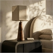 Meridian Furniture Juniper Brown Mango Wood Base And Linen Shade Table Lamp