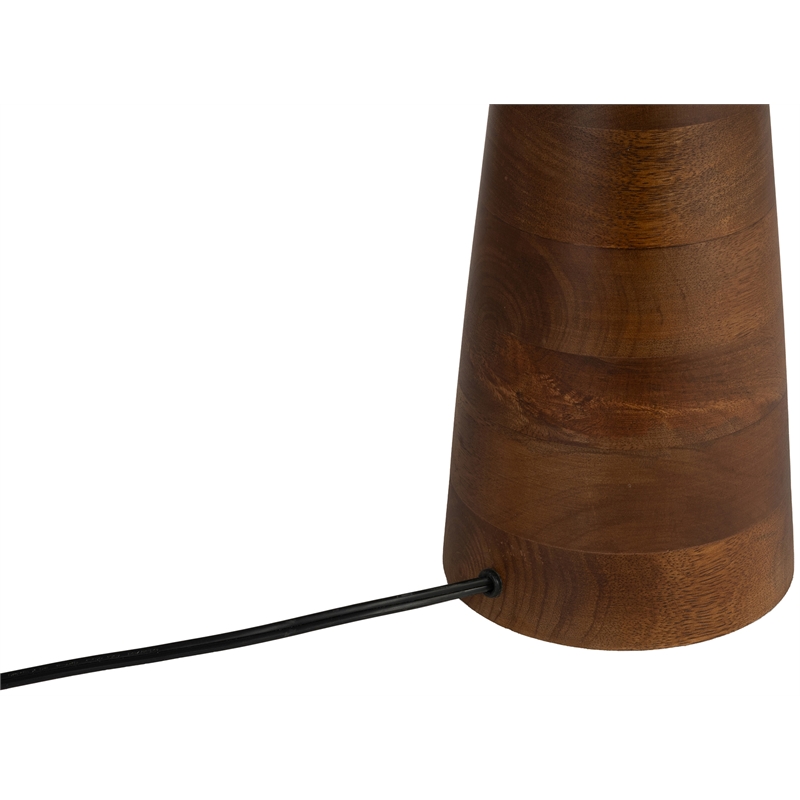 Meridian Furniture Juniper Brown Mango Wood Base And Linen Shade Table Lamp
