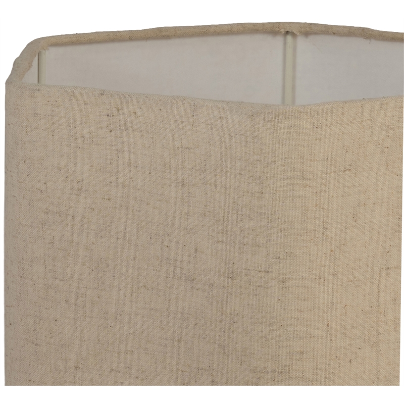 Meridian Furniture Juniper Brown Mango Wood Base And Linen Shade Table Lamp