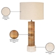 Meridian Furniture Orenda Travertine/ Mango Wood Base And Linen Shade Table Lamp