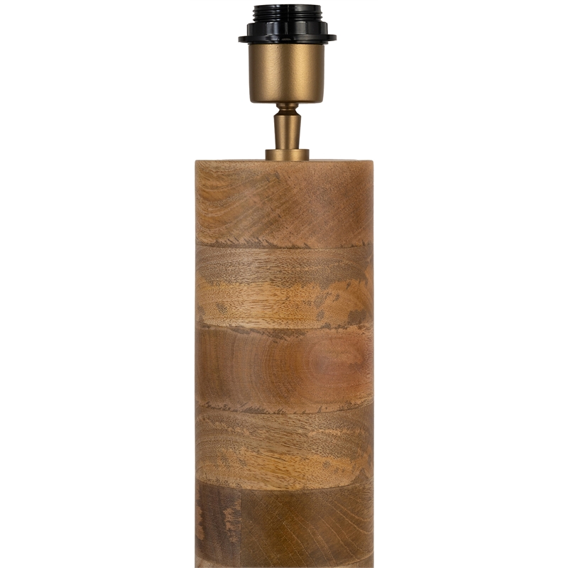 Meridian Furniture Orenda Travertine/ Mango Wood Base And Linen Shade Table Lamp