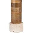 Meridian Furniture Orenda Travertine/ Mango Wood Base And Linen Shade Table Lamp