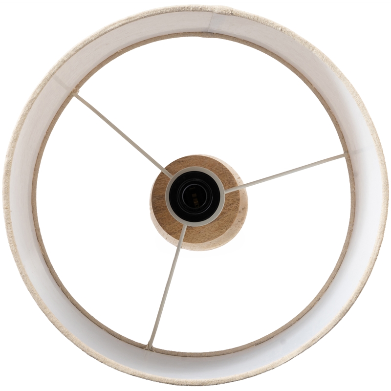 Meridian Furniture Orenda Travertine/ Mango Wood Base And Linen Shade Table Lamp