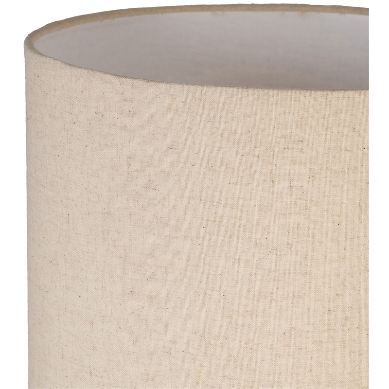 Meridian Furniture Orenda Travertine/ Mango Wood Base And Linen Shade Table Lamp