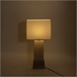 Meridian Furniture Vellara Travertine Base And Linen Shade Table Lamp