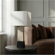 Meridian Furniture Vellara Grey Travertine Base And Linen Shade Table Lamp