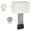 Meridian Furniture Vellara Grey Travertine Base And Linen Shade Table Lamp