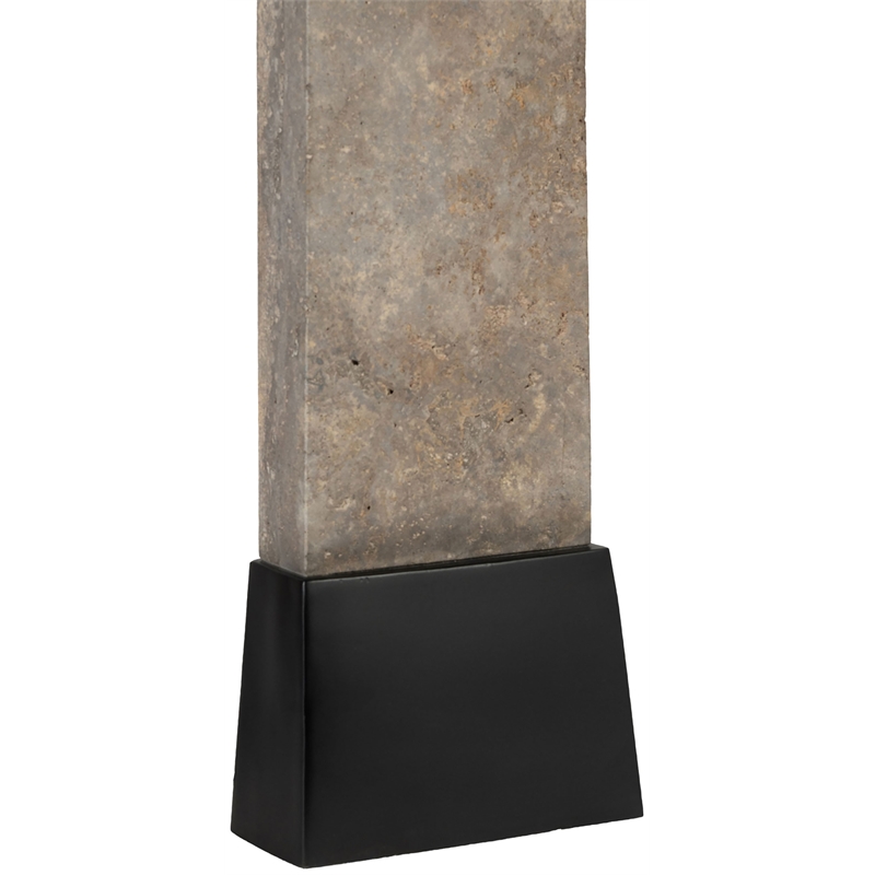 Meridian Furniture Vellara Grey Travertine Base And Linen Shade Table Lamp