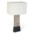 Meridian Furniture Vellara Grey Travertine Base And Linen Shade Table Lamp