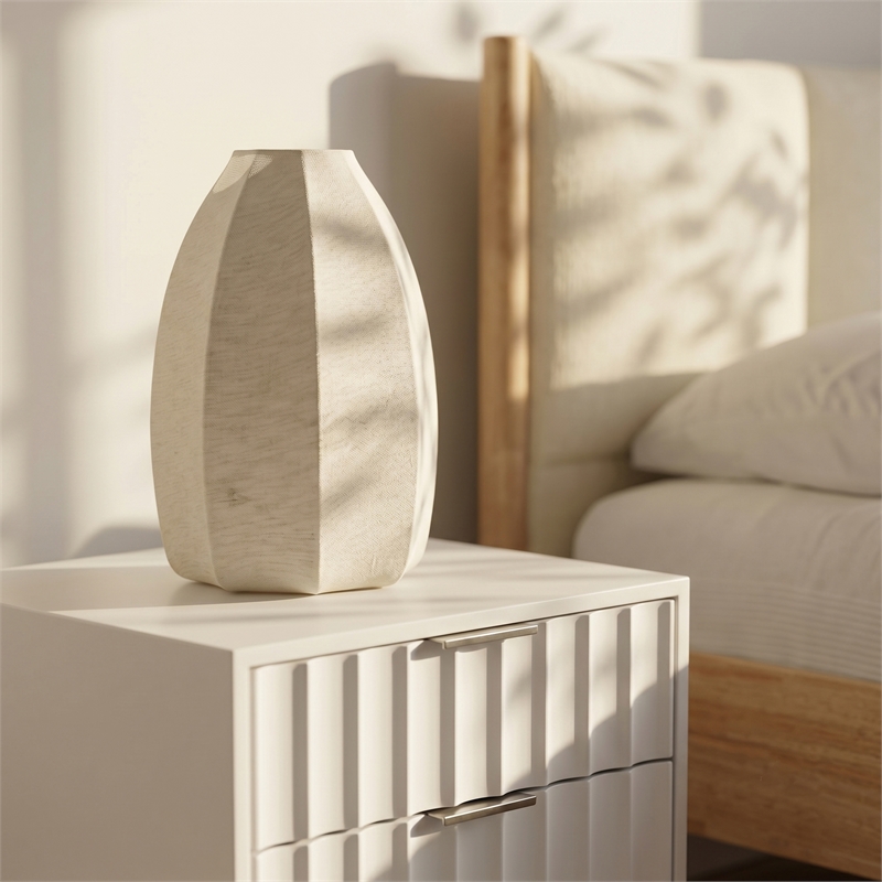 Meridian Furniture Lumaire Off White Stretch Fabric Table Lamp