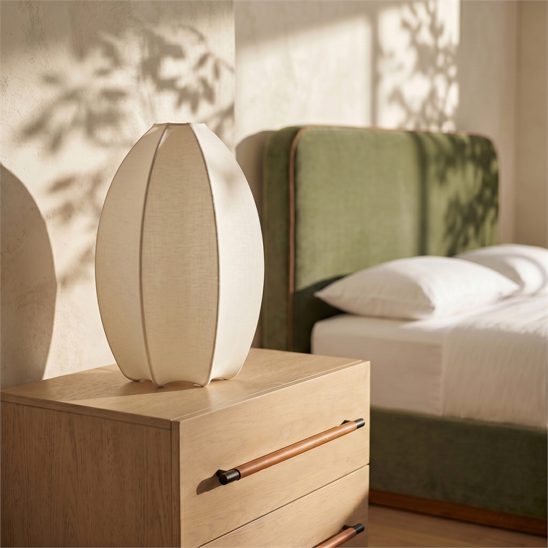 Meridian Furniture Lumaire Off White Stretch Fabric Table Lamp