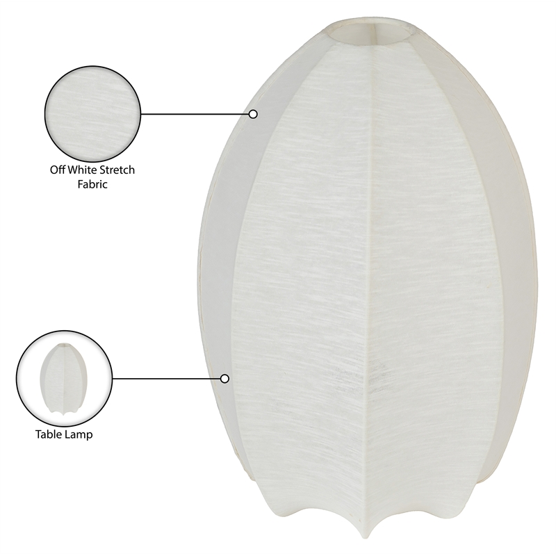 Meridian Furniture Lumaire Off White Stretch Fabric Table Lamp