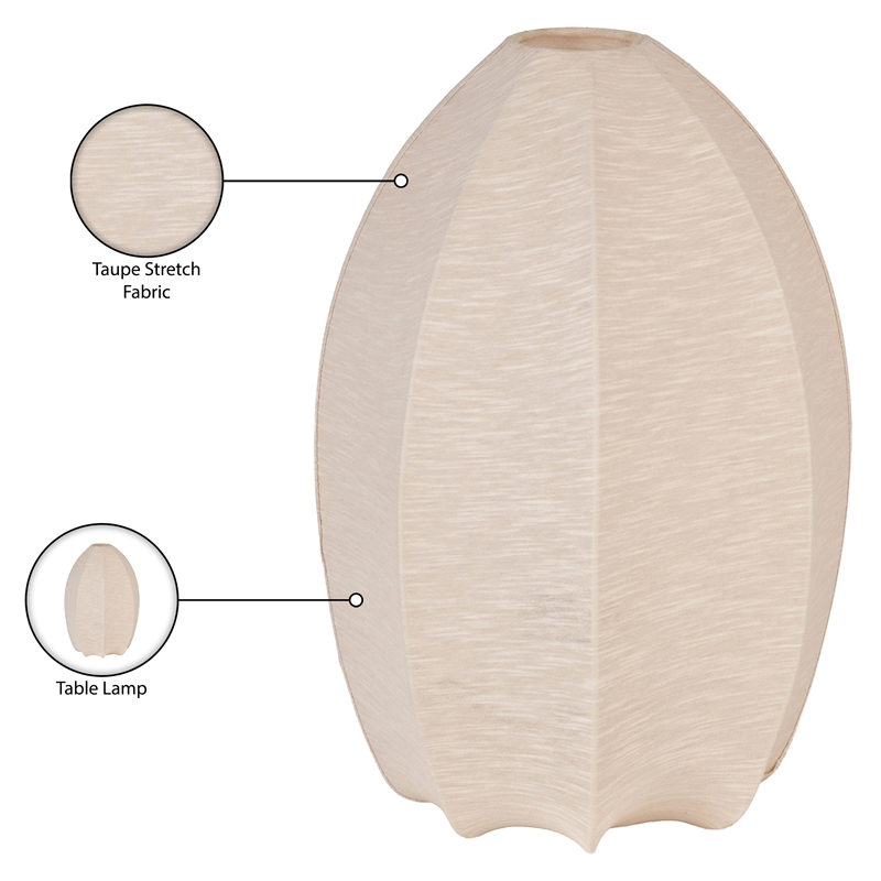 Meridian Furniture Lumaire Taupe Stretch Fabric Table Lamp