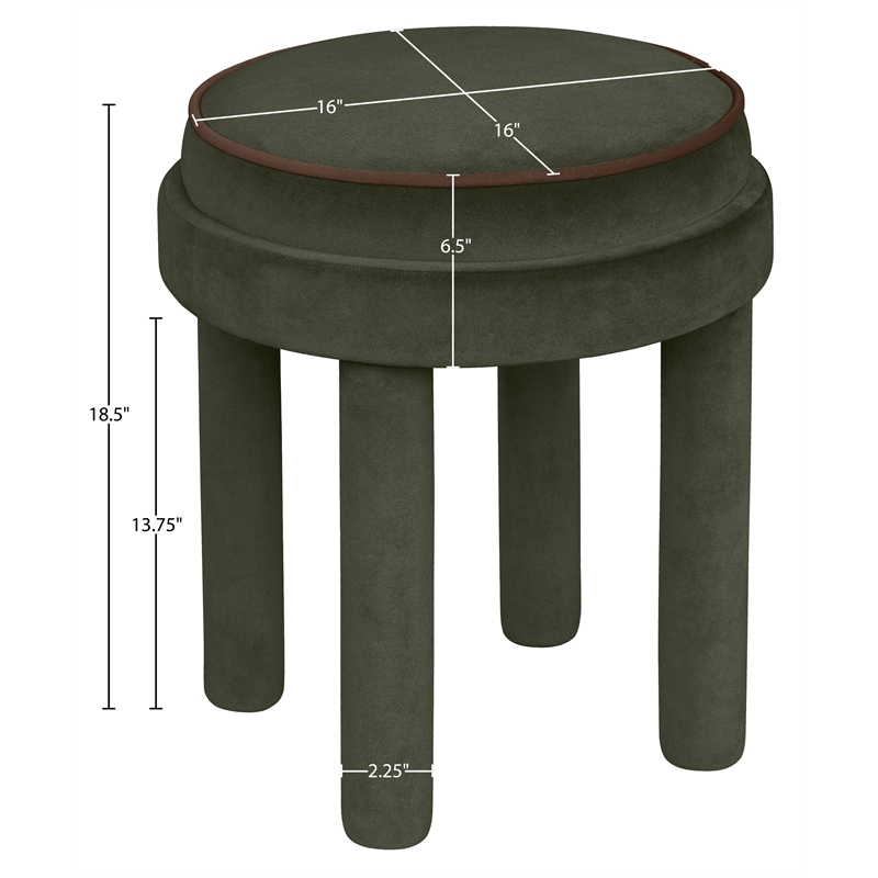 Meridian Furniture Velin Green Velvet Upholstered Ottoman / Stool