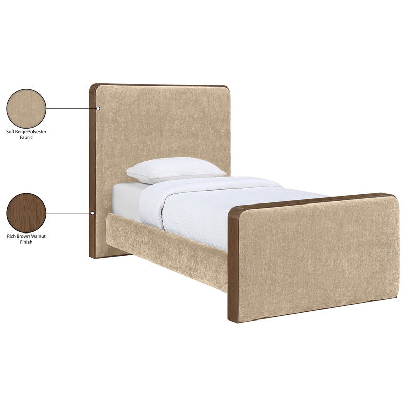 Meridian Furniture Dalton Beige Fabric Upholstered Twin Bed