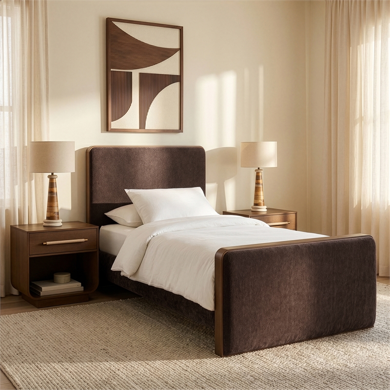 Meridian Furniture Dalton Brown Fabric Upholstered Twin Bed