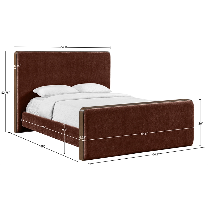 Meridian Furniture Dalton Burgundy Fabric Upholstered Full Bed