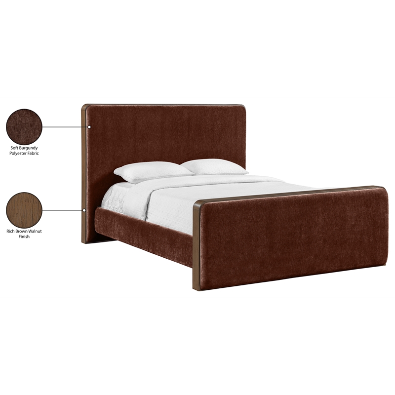 Meridian Furniture Dalton Burgundy Fabric Upholstered Full Bed