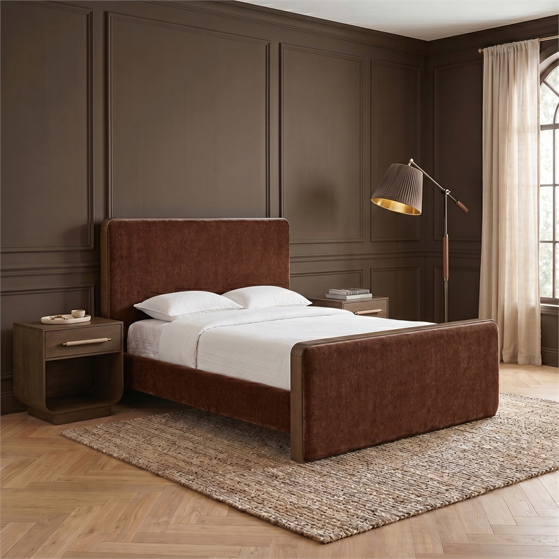 Meridian Furniture Dalton Burgundy Fabric Upholstered Queen Bed