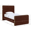 Meridian Furniture Dalton Burgundy Fabric Upholstered Twin Bed