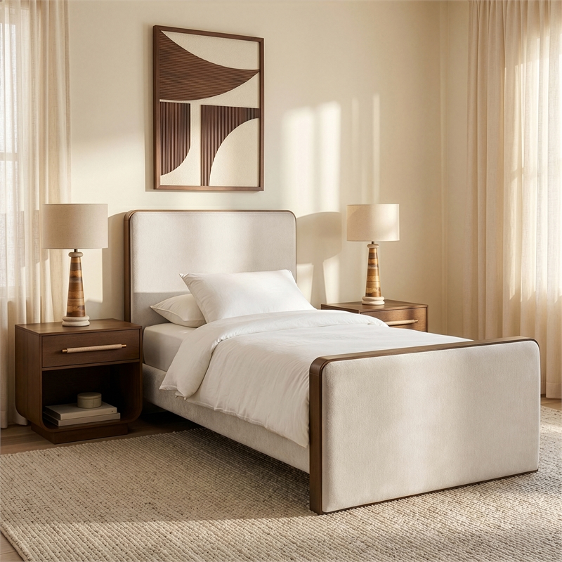 Meridian Furniture Dalton Cream Fabric Upholstered Twin Bed
