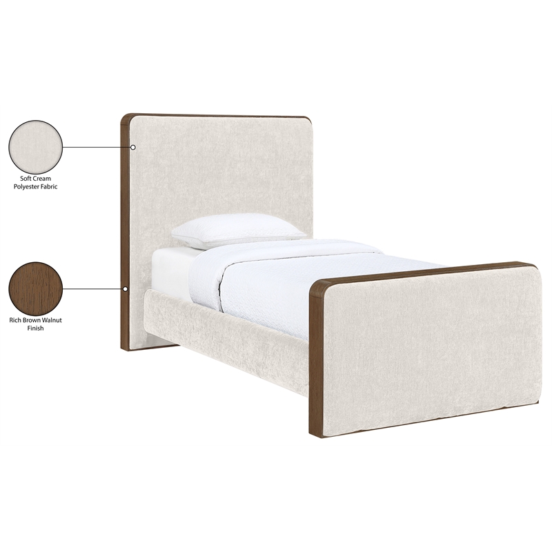 Meridian Furniture Dalton Cream Fabric Upholstered Twin Bed