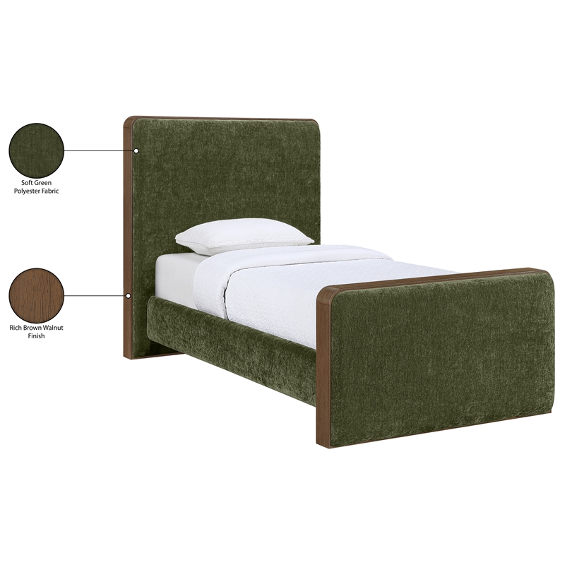Meridian Furniture Dalton Green Fabric Upholstered Twin Bed