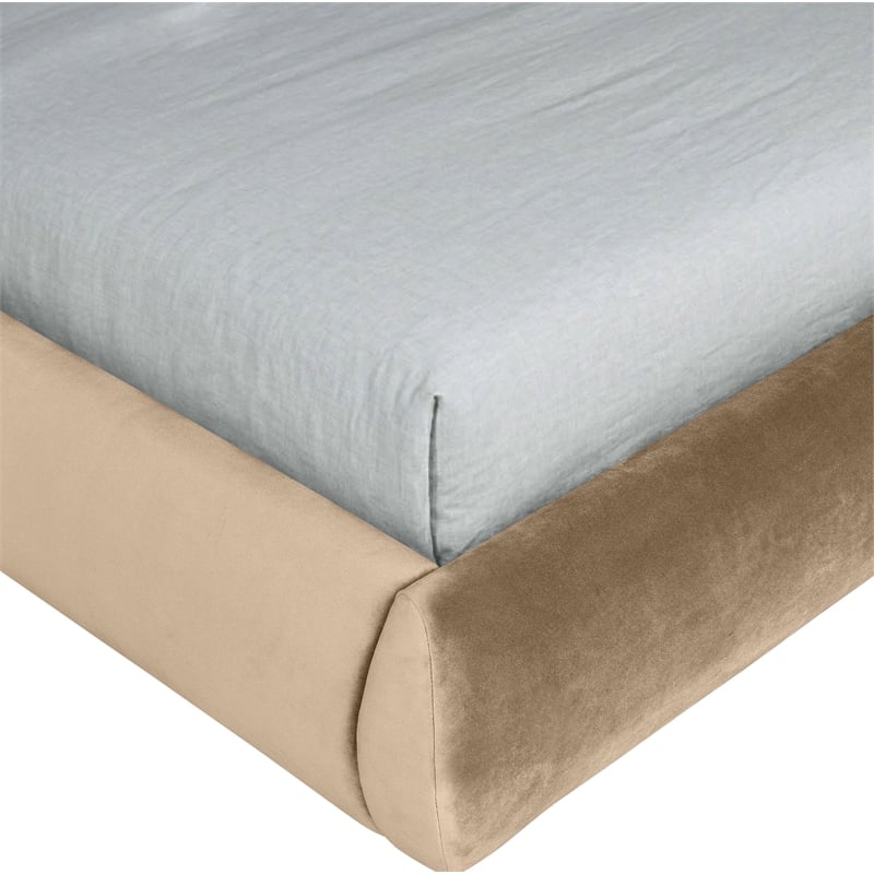 Meridian Furniture Tempo Beige Velvet Upholstered King Bed
