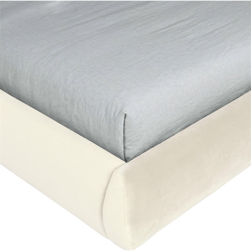 Meridian Furniture Tempo Cream Velvet Upholstered King Bed