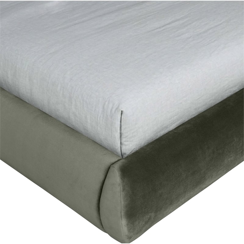 Meridian Furniture Tempo Green Velvet Upholstered Queen Bed