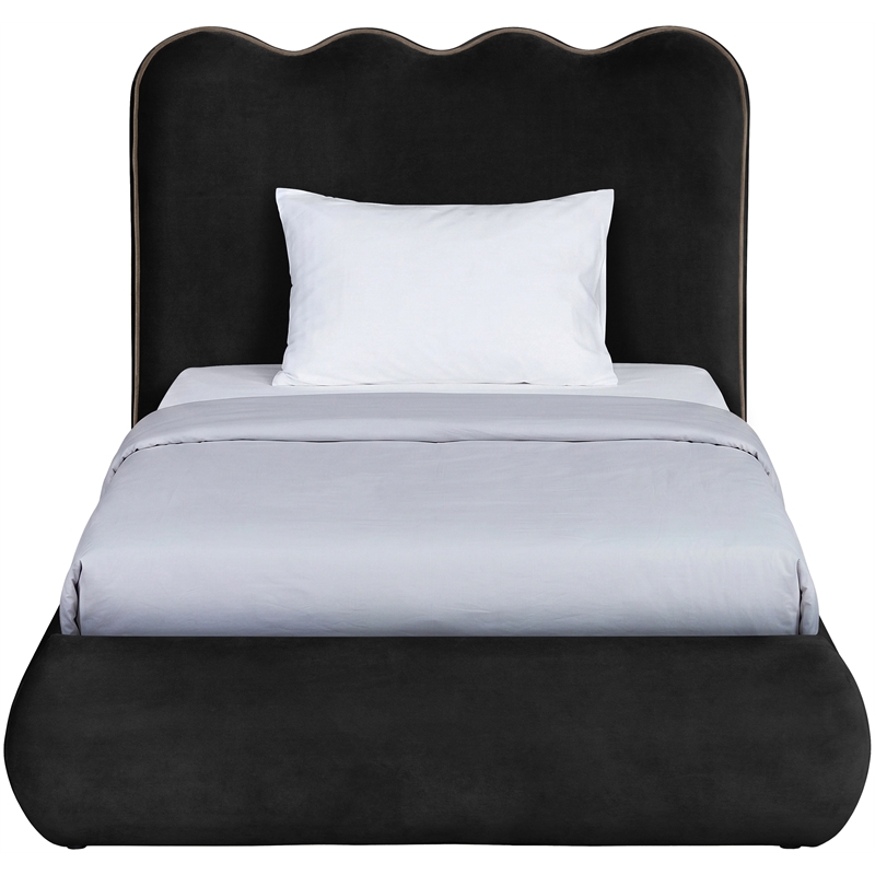 Meridian Furniture Tempo Black Velvet Upholstered Twin Bed