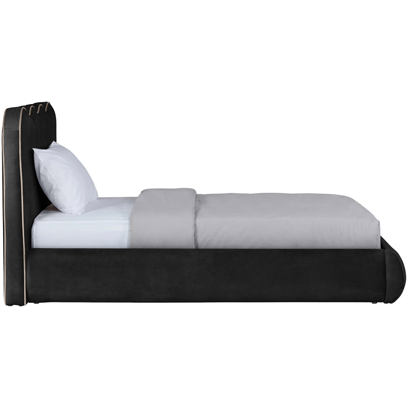 Meridian Furniture Tempo Black Velvet Upholstered Twin Bed