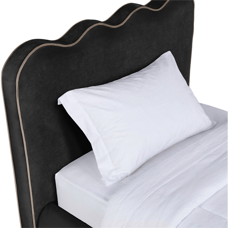 Meridian Furniture Tempo Black Velvet Upholstered Twin Bed