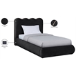 Meridian Furniture Tempo Black Velvet Upholstered Twin Bed