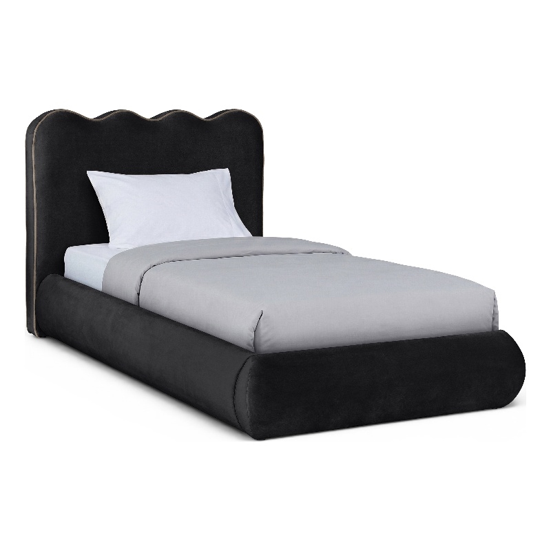 Meridian Furniture Tempo Black Velvet Upholstered Twin Bed